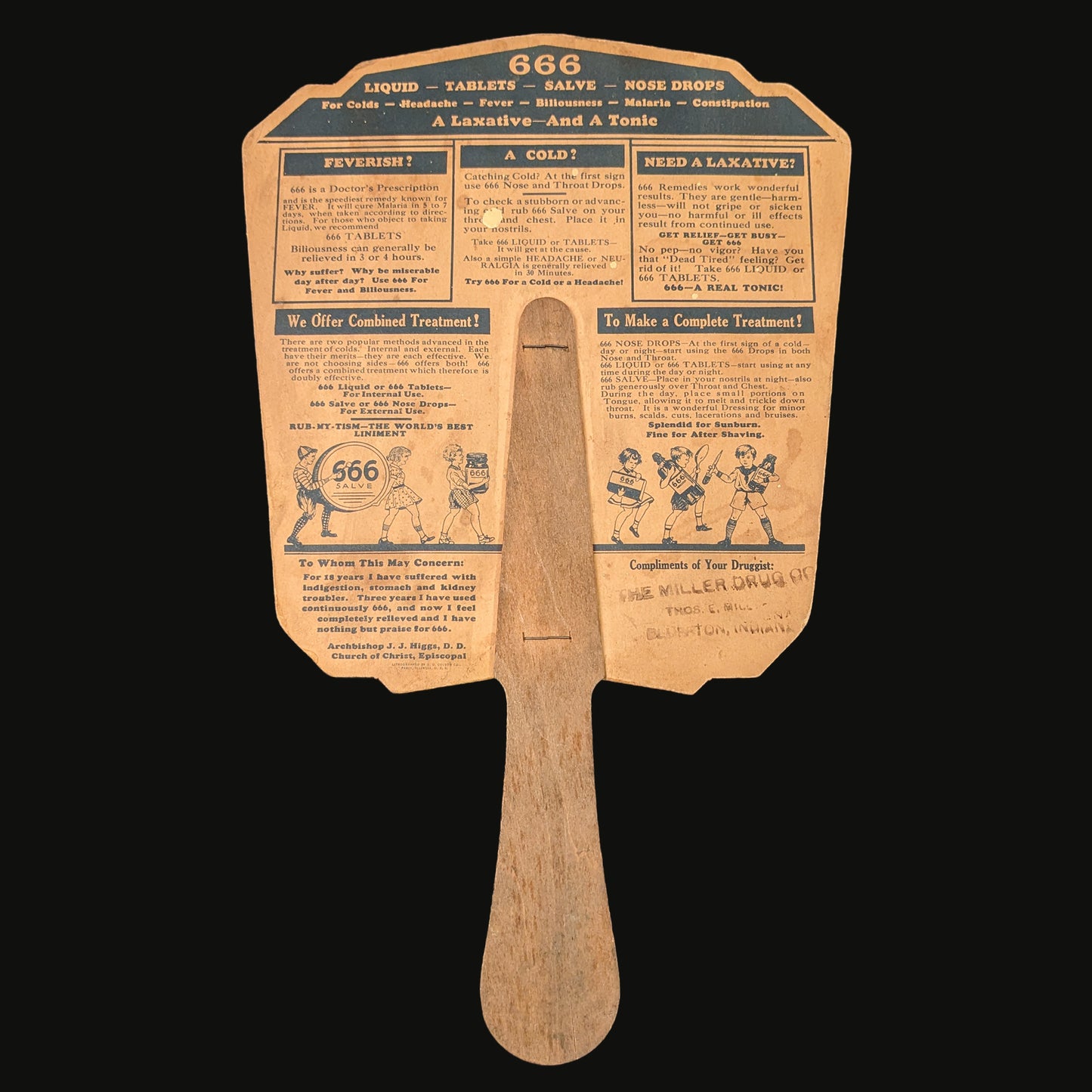 Vintage 666 Medicine Advertising Fan