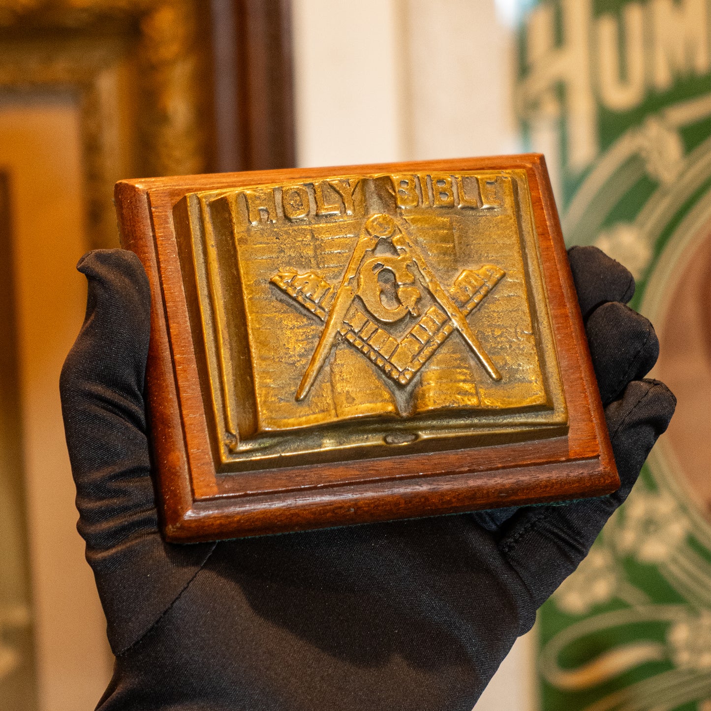 Vintage Masonic Bible Brass Paperweight