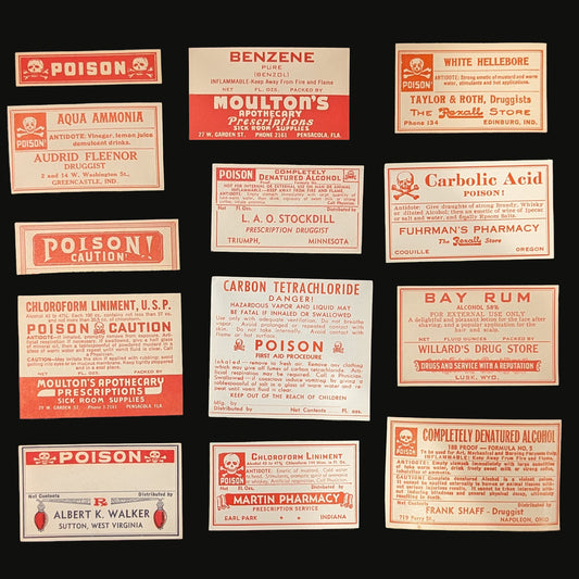 Antique Poison Label Lot