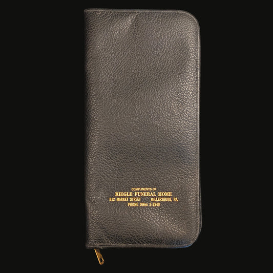 Antique Funeral Home Advertising Leather Binder