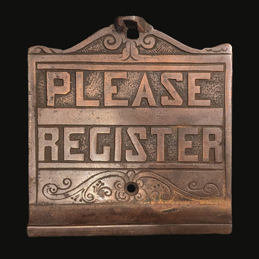 Antique Funeral Home Please Register Cast Bronze Sign