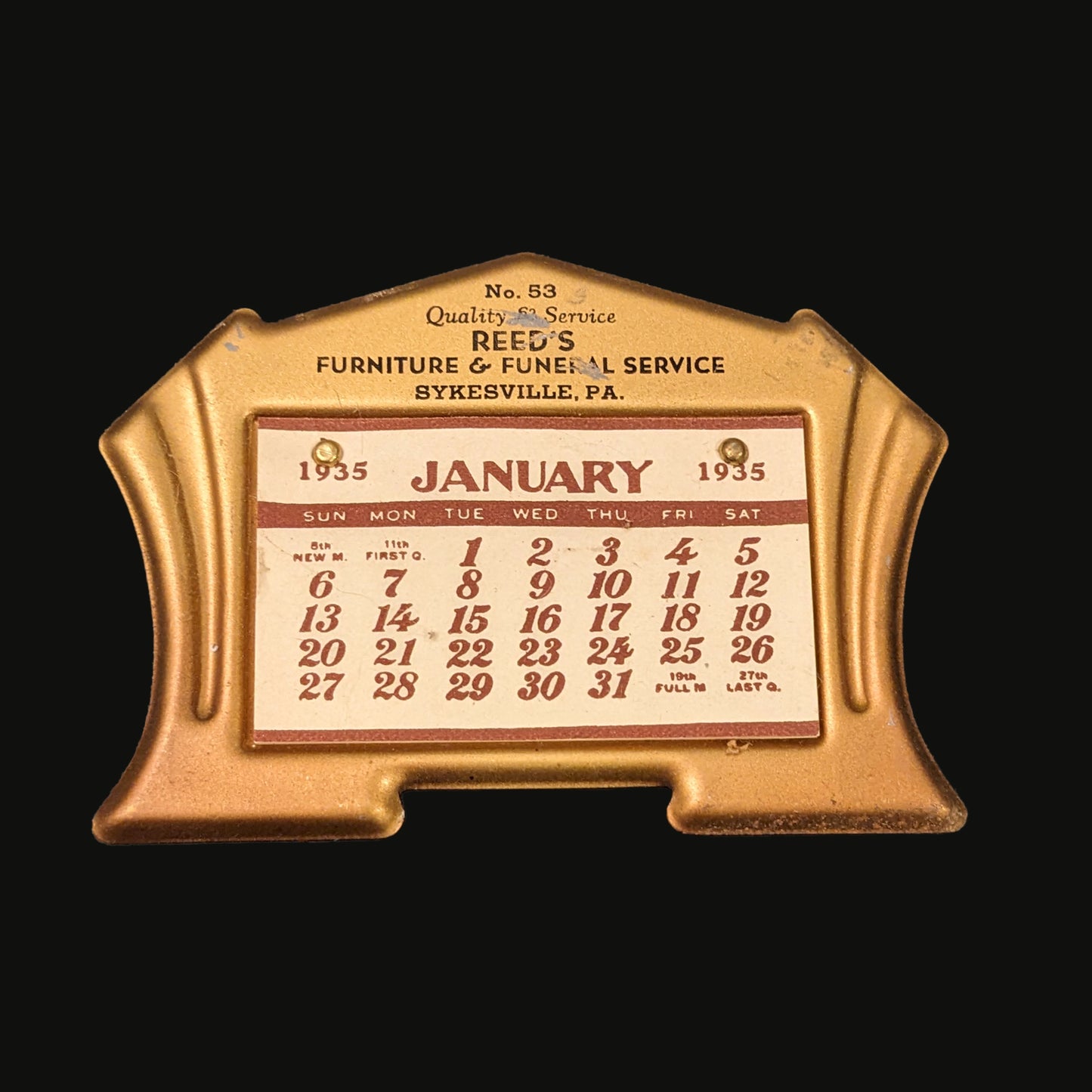 Antique Funeral Home Mini Advertising Calendar