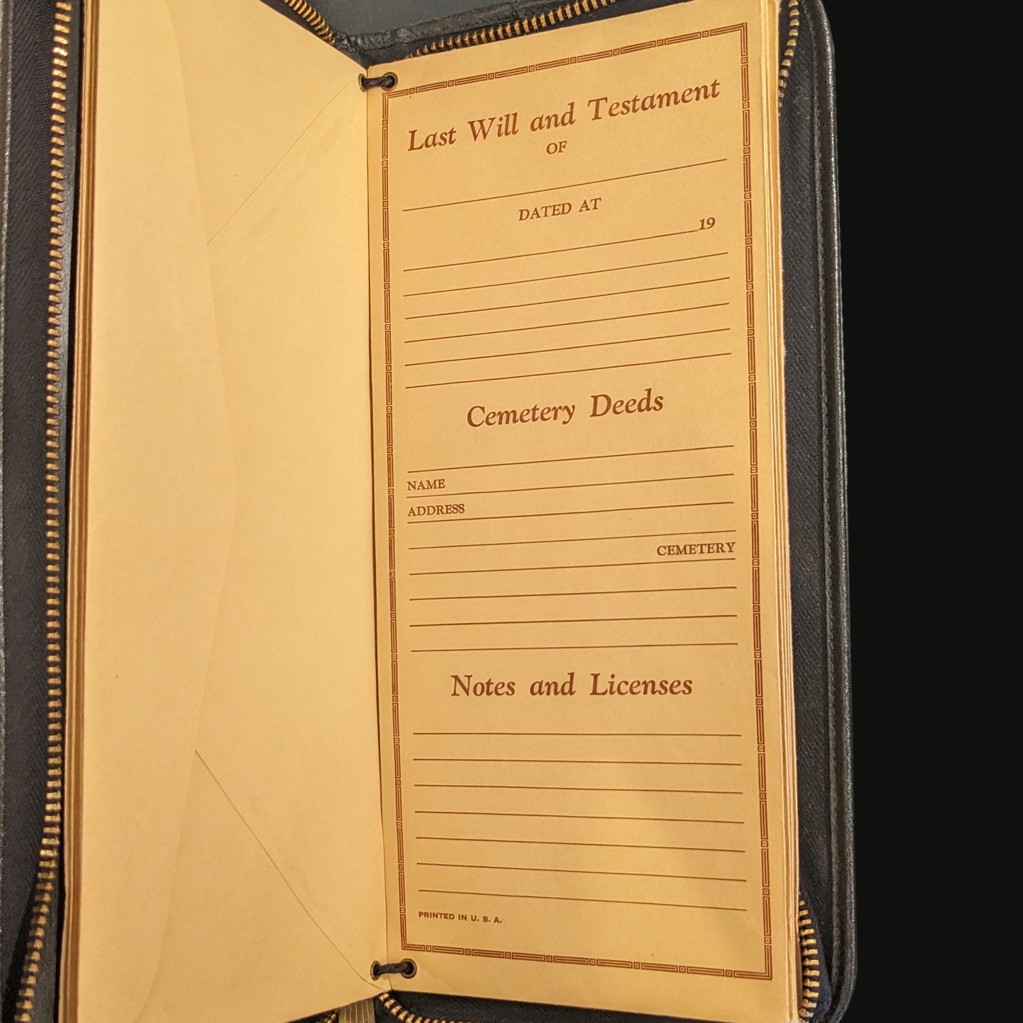 Antique Funeral Home Advertising Leather Binder